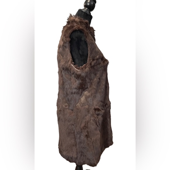 Hilary Radley Brown 100% Rabbit Fur Zip Vest - Size 4 - Picture 6 of 16